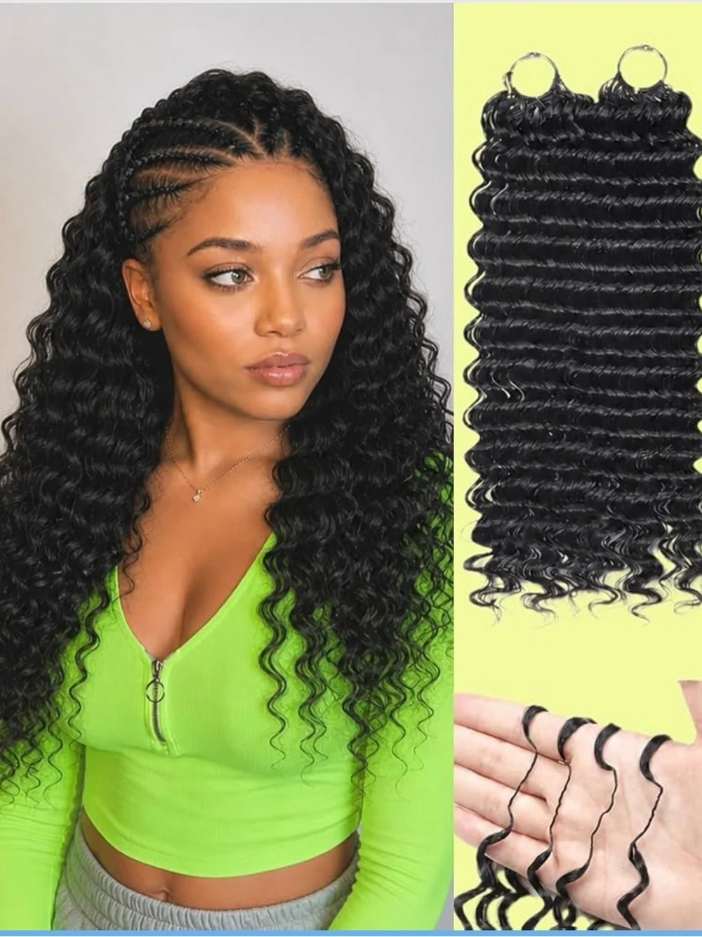 Natural Black Deep Wave Clip-In Extensions for Women